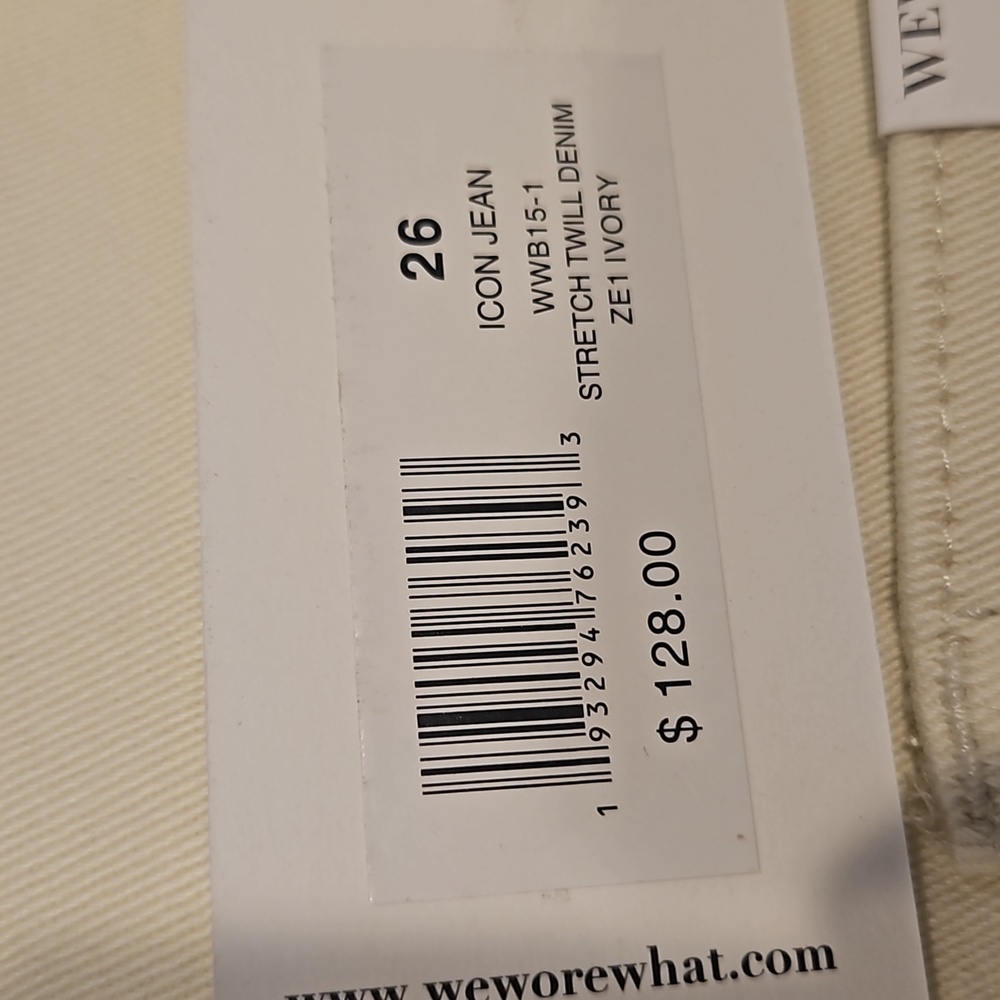 WeWoreWhat, The Icon Jean 26 Straight Leg High Waist Denim Womens Cream N… - Picture 4 of 6